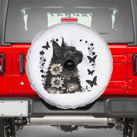 Black Maine Coon Cat Spare Tire Cover Floral Sunflower Watercolor Gift