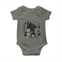 Black Maine Coon Cat Baby Onesie Floral Sunflower Watercolor Gift