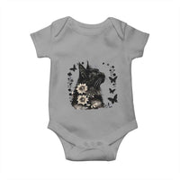 Black Maine Coon Cat Baby Onesie Floral Sunflower Watercolor Gift