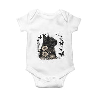 Black Maine Coon Cat Baby Onesie Floral Sunflower Watercolor Gift