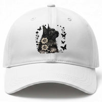 Black Maine Coon Cat Baseball Cap Floral Sunflower Watercolor Gift
