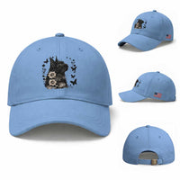 Black Maine Coon Cat Baseball Cap Floral Sunflower Watercolor Gift