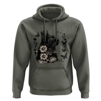 Black Maine Coon Cat Hoodie Floral Sunflower Watercolor Gift