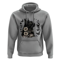 Black Maine Coon Cat Hoodie Floral Sunflower Watercolor Gift