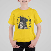 Black Maine Coon Cat T Shirt For Kid Floral Sunflower Watercolor Gift