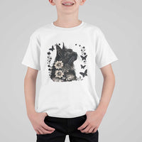 Black Maine Coon Cat T Shirt For Kid Floral Sunflower Watercolor Gift