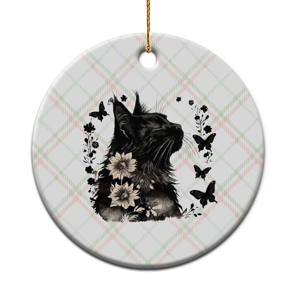 Black Maine Coon Cat Ceramic Ornament Floral Sunflower Watercolor Gift