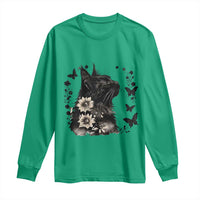 Black Maine Coon Cat Long Sleeve Shirt Floral Sunflower Watercolor Gift