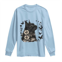 Black Maine Coon Cat Long Sleeve Shirt Floral Sunflower Watercolor Gift