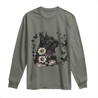 Black Maine Coon Cat Long Sleeve Shirt Floral Sunflower Watercolor Gift