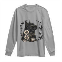 Black Maine Coon Cat Long Sleeve Shirt Floral Sunflower Watercolor Gift