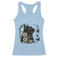 Black Maine Coon Cat Racerback Tank Top Floral Sunflower Watercolor Gift