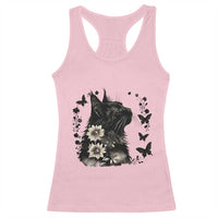 Black Maine Coon Cat Racerback Tank Top Floral Sunflower Watercolor Gift
