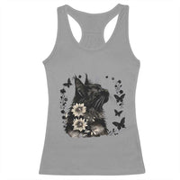Black Maine Coon Cat Racerback Tank Top Floral Sunflower Watercolor Gift