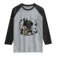 Black Maine Coon Cat Raglan Shirt Floral Sunflower Watercolor Gift