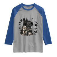 Black Maine Coon Cat Raglan Shirt Floral Sunflower Watercolor Gift