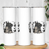 Black Maine Coon Cat Skinny Tumbler Floral Sunflower Watercolor Gift