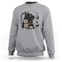 Black Maine Coon Cat Sweatshirt Floral Sunflower Watercolor Gift