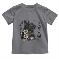 Black Maine Coon Cat Toddler T Shirt Floral Sunflower Watercolor Gift
