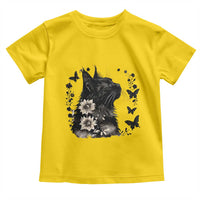 Black Maine Coon Cat Toddler T Shirt Floral Sunflower Watercolor Gift