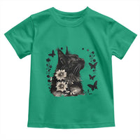 Black Maine Coon Cat Toddler T Shirt Floral Sunflower Watercolor Gift