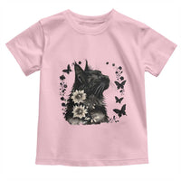 Black Maine Coon Cat Toddler T Shirt Floral Sunflower Watercolor Gift