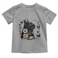 Black Maine Coon Cat Toddler T Shirt Floral Sunflower Watercolor Gift