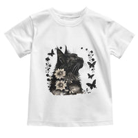Black Maine Coon Cat Toddler T Shirt Floral Sunflower Watercolor Gift