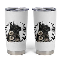 Black Maine Coon Cat Tumbler Cup Floral Sunflower Watercolor Gift