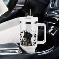 Black Maine Coon Cat Tumbler With Handle Floral Sunflower Watercolor Gift
