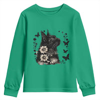 Black Maine Coon Cat Youth Sweatshirt Floral Sunflower Watercolor Gift