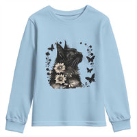 Black Maine Coon Cat Youth Sweatshirt Floral Sunflower Watercolor Gift