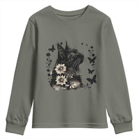 Black Maine Coon Cat Youth Sweatshirt Floral Sunflower Watercolor Gift
