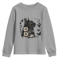 Black Maine Coon Cat Youth Sweatshirt Floral Sunflower Watercolor Gift