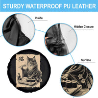 Vintage Japanese Cat Eating Sushi Spare Tire Cover Funny Maine Coon Kimono Gift