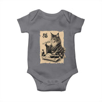 Vintage Japanese Cat Eating Sushi Baby Onesie Funny Maine Coon Kimono Gift