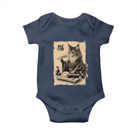 Vintage Japanese Cat Eating Sushi Baby Onesie Funny Maine Coon Kimono Gift