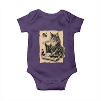 Vintage Japanese Cat Eating Sushi Baby Onesie Funny Maine Coon Kimono Gift
