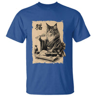 Vintage Japanese Cat Eating Sushi T Shirt Funny Maine Coon Kimono Gift