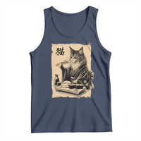 Vintage Japanese Cat Eating Sushi Tank Top Funny Maine Coon Kimono Gift
