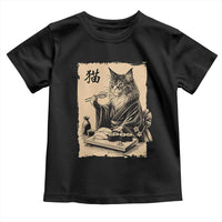 Vintage Japanese Cat Eating Sushi Toddler T Shirt Funny Maine Coon Kimono Gift