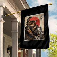 Japanese Maine Coon Samurai Warrior Garden Flag Vintage Ukiyoe Cat
