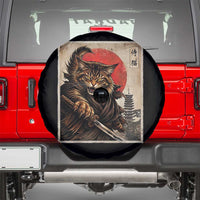 Japanese Maine Coon Samurai Warrior Spare Tire Cover Vintage Ukiyoe Cat