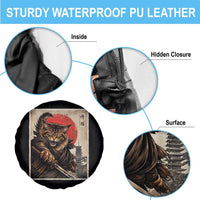 Japanese Maine Coon Samurai Warrior Spare Tire Cover Vintage Ukiyoe Cat