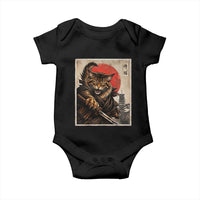 Japanese Maine Coon Samurai Warrior Baby Onesie Vintage Ukiyoe Cat