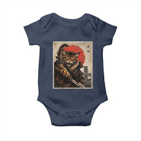 Japanese Maine Coon Samurai Warrior Baby Onesie Vintage Ukiyoe Cat