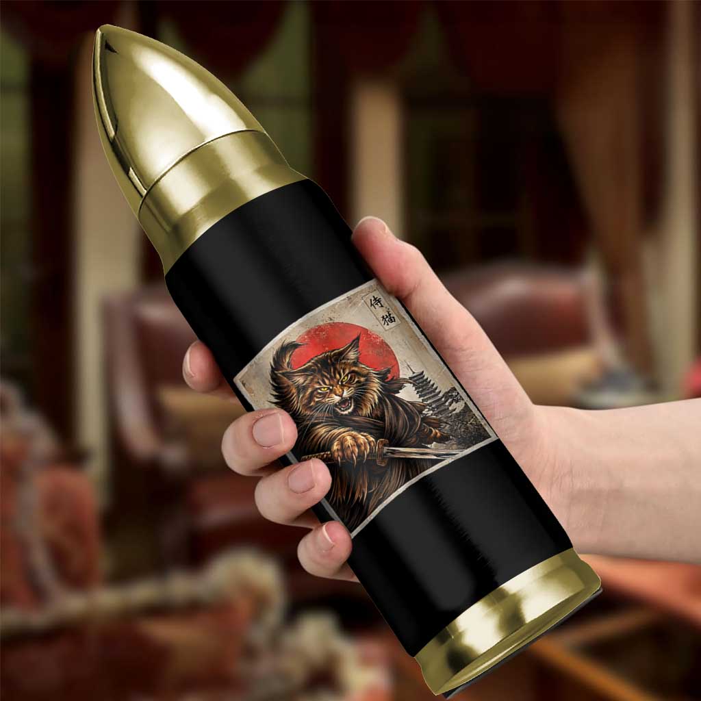 Japanese Maine Coon Samurai Warrior Bullet Tumbler Vintage Ukiyoe Cat