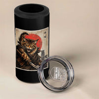 Japanese Maine Coon Samurai Warrior 4 in 1 Can Cooler Tumbler Vintage Ukiyoe Cat