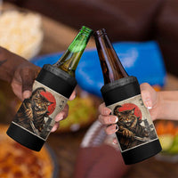 Japanese Maine Coon Samurai Warrior 4 in 1 Can Cooler Tumbler Vintage Ukiyoe Cat