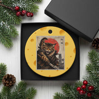 Japanese Maine Coon Samurai Warrior Ceramic Ornament Vintage Ukiyoe Cat